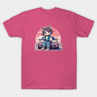 JDM Car - Neko girl - Cat Racer girl T-Shirt